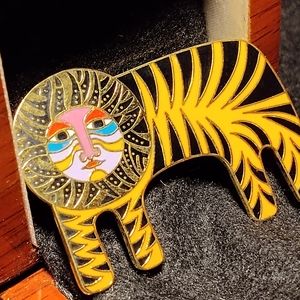 Vintage Laurel Burch Brooch Tigre Pin Gold tone tiger signed